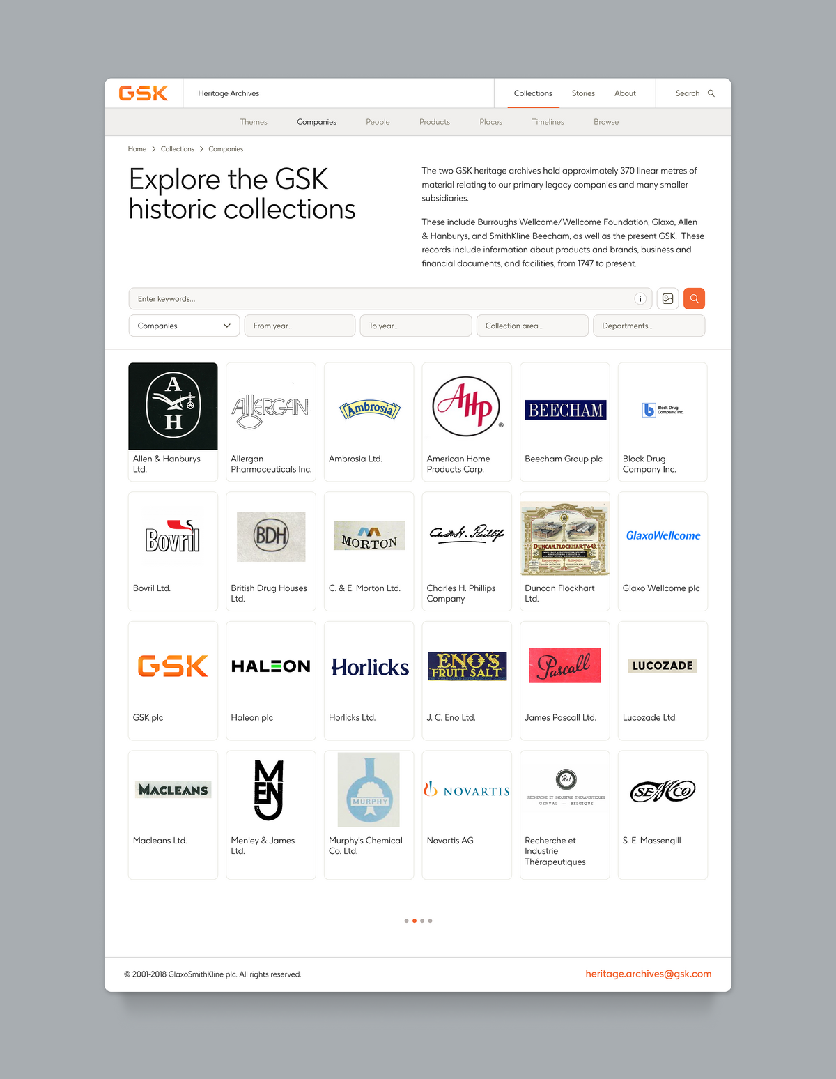 Image highlighting the varied way to Search on the GSK Heritage archives website.